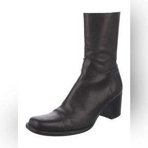 Prada Mid Calf Leather Boot